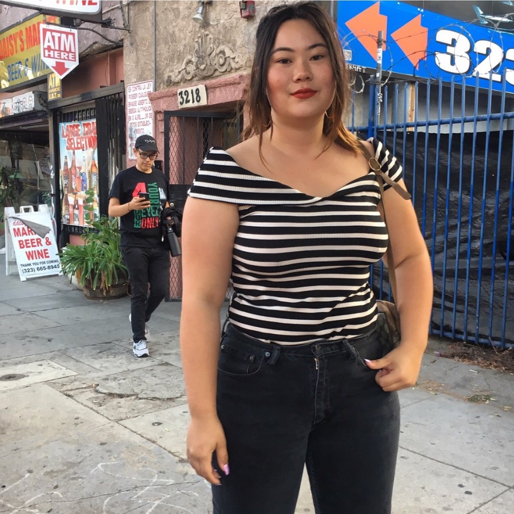 Reformation Rivera Top in black & cream